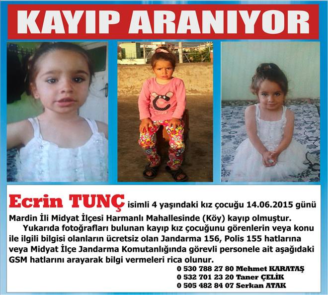 Kayıp Ecrin, Türkiye genelinde aranacak