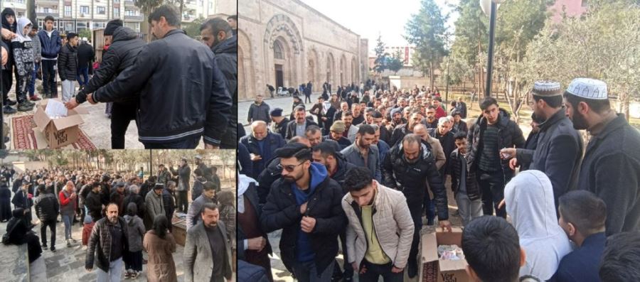 Kızıltepe’de depremzedelere bağış için Cami cemaati sıraya girdi
