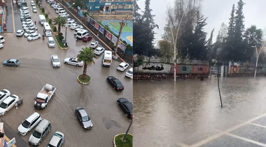 Kızıltepe’de yetersiz altyapı: Yağmurla birlikte cadde ve sokaklar göle dündü